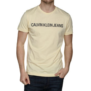 Calvin Klein pánské světle žluté tričko Logo - S (ZHH)